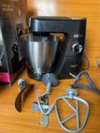 Kenwood Titanium Chef Baker XL stand mixer with its attachments. 