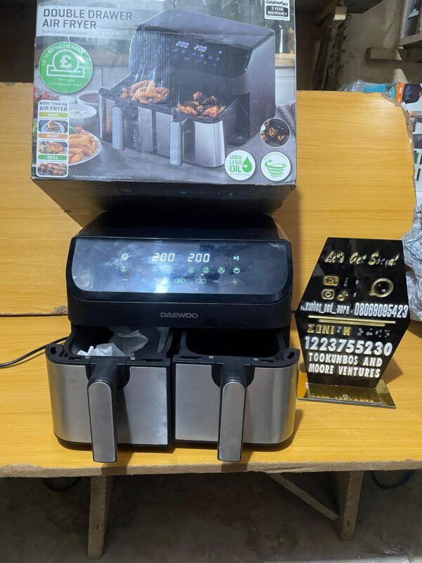 Daewoo Digital Double Drawer AirFryer Family Sized XL 4.5 Litre Draws 1400W 9L