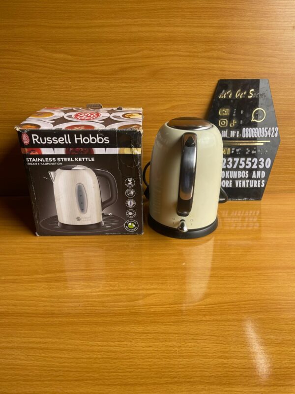 Russell Hobbs Brushed Stainless Steel Electric 1.7L Cordless Kettle (Quiet & Fast Boil 3KW, Removable washable anti-scale filter, Push button lid, Perfect pour spout)