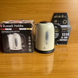Russell Hobbs Brushed Stainless Steel Electric 1.7L Cordless Kettle (Quiet & Fast Boil 3KW, Removable washable anti-scale filter, Push button lid, Perfect pour spout)