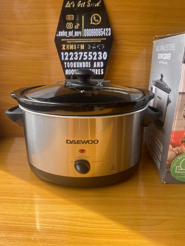 Daewoo 6.5L Slow Cooker – Large Family Size Electric Cooker with Removable Ceramic Pot & Glass Lid, 3 Heat Settings (Low, High, Keep Warm), Energy Efficient, Ideal for Stews & Curries, Black