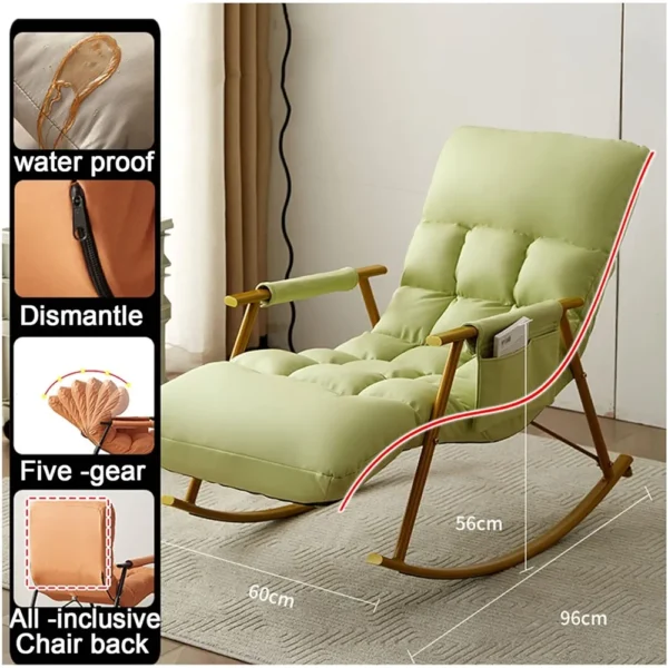 Breathable Adjustable Gear Rocking Chair Balcony Leisure Nap Lazy Sofa Light Luxury Bedroom Living Room Carefree Lazy Chair