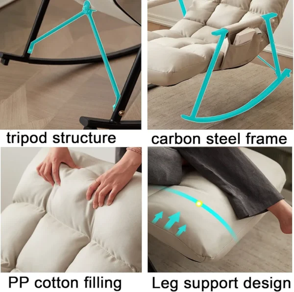 Breathable Adjustable Gear Rocking Chair Balcony Leisure Nap Lazy Sofa Light Luxury Bedroom Living Room Carefree Lazy Chair