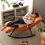 Breathable Adjustable Gear Rocking Chair Balcony Leisure Nap Lazy Sofa Light Luxury Bedroom Living Room Carefree Lazy Chair