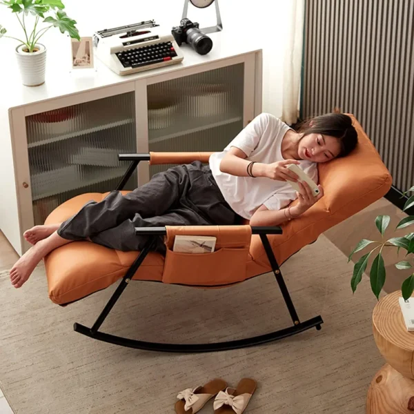 Breathable Adjustable Gear Rocking Chair Balcony Leisure Nap Lazy Sofa Light Luxury Bedroom Living Room Carefree Lazy Chair