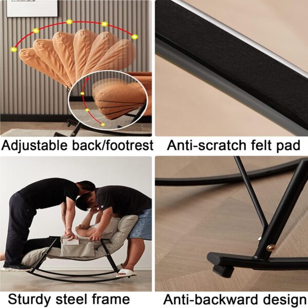 Breathable Adjustable Gear Rocking Chair Balcony Leisure Nap Lazy Sofa Light Luxury Bedroom Living Room Carefree Lazy Chair
