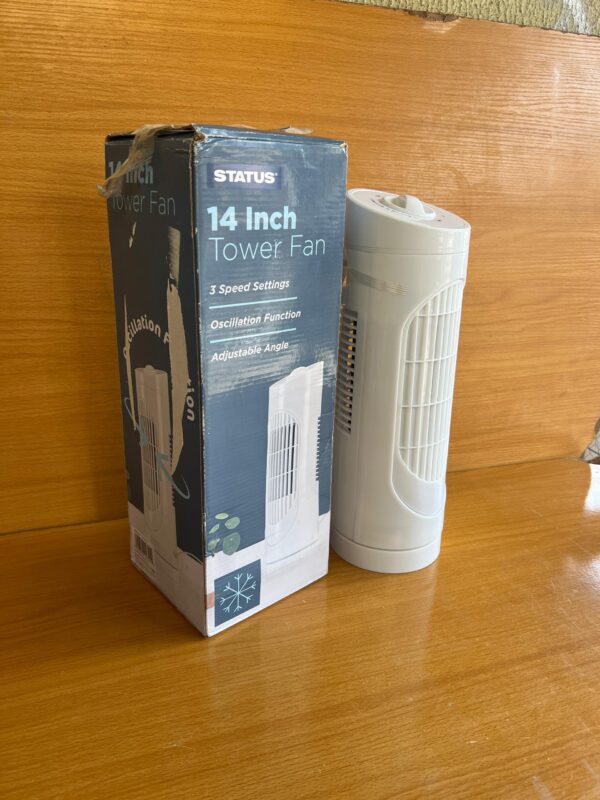 Status 14 Inch Tower Fan. 
 This is not rechargeable