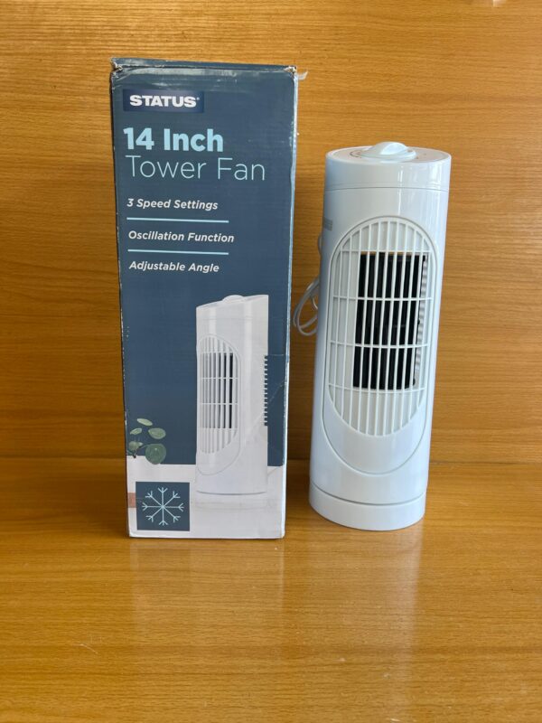 Status 14 Inch Tower Fan. 
 This is not rechargeable