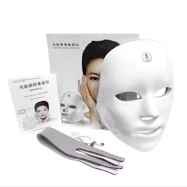 Rechargeable Facial LED Mask 7 Colors Photon Luminotherapy Beauty Mask Skin Rejuvenation Anti Acne Home Face Lifting and Whitening