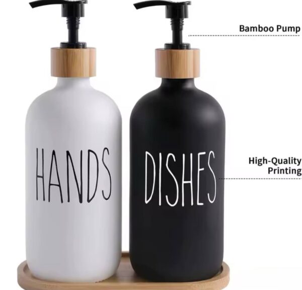 Dishwashing soap dispenser with plastic pump, reusable liquid soap shampoo shower gel bottle pressure bathroom decoration