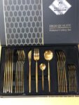 24Pcs silver Cutlery Specular Light Stainless Steel Steak Knife Fork Spoon Teaspoon Upscale Restaurant Cutlery Set With Gift Box