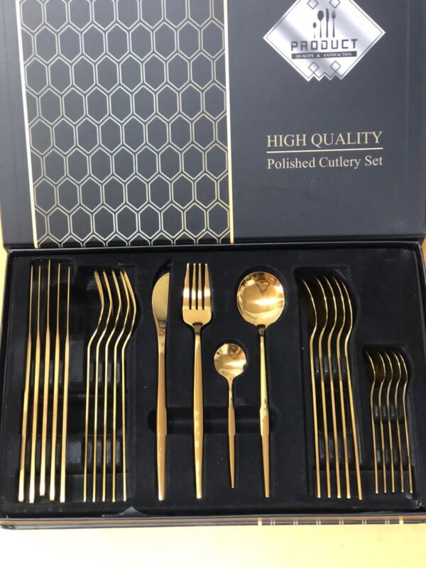 24Pcs silver Cutlery Specular Light Stainless Steel Steak Knife Fork Spoon Teaspoon Upscale Restaurant Cutlery Set With Gift Box