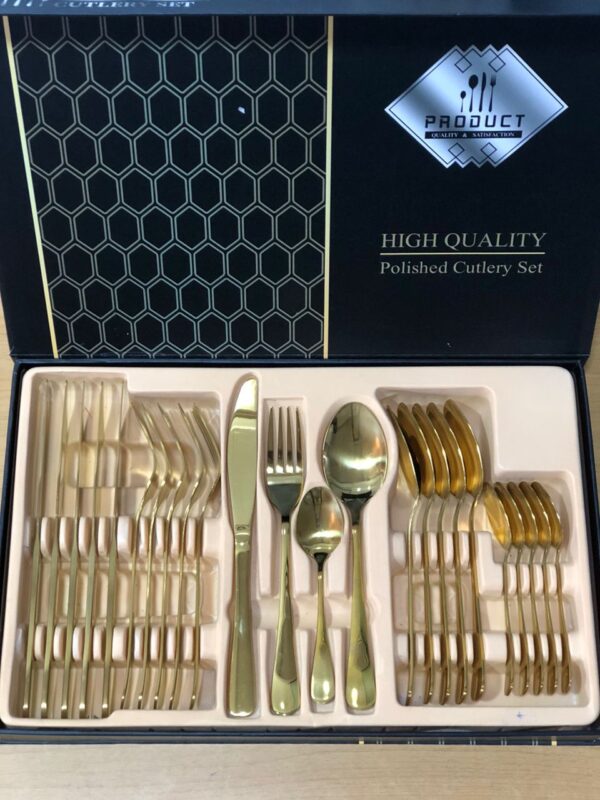 24Pcs silver Cutlery Specular Light Stainless Steel Steak Knife Fork Spoon Teaspoon Upscale Restaurant Cutlery Set With Gift Box