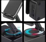 Phone Stand With Speaker 3 In 1 Mobile Phone Holder 360 Degree Rotation Phone Holder With 9D Surround Sound Anti Slip Base