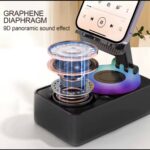 Phone Stand With Speaker 3 In 1 Mobile Phone Holder 360 Degree Rotation Phone Holder With 9D Surround Sound Anti Slip Base