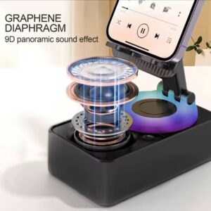 Phone Stand With Speaker 3 In 1 Mobile Phone Holder 360 Degree Rotation Phone Holder With 9D Surround Sound Anti Slip Base