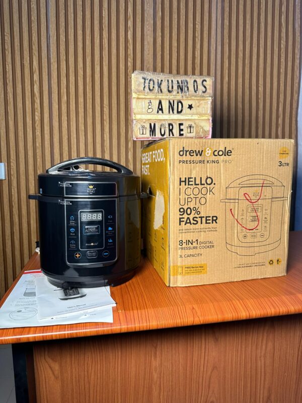 Drew & Cole Pressure King Pro Electric Pressure Cooker 3L - 700W - Chrome - 8-in-1 Multi Cooker with Digital Display - Non Stick Pot - Rice Cooker, Slow Cooker & Soup Maker All in One
