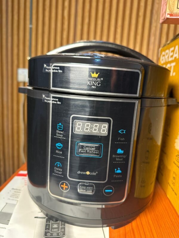 Drew & Cole Pressure King Pro Electric Pressure Cooker 3L - 700W - Chrome - 8-in-1 Multi Cooker with Digital Display - Non Stick Pot - Rice Cooker, Slow Cooker & Soup Maker All in One