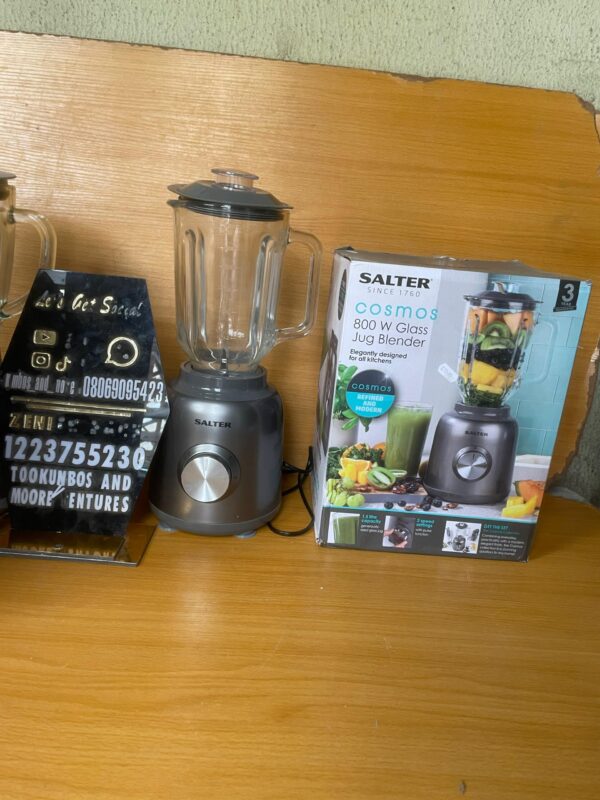 Salter EK4383GUNMETAL Cosmos Glass Jug Blender, 800 W, 1.5 L, Two Speed Settings, Pulse Function, Detachable Design, Stainless blade
