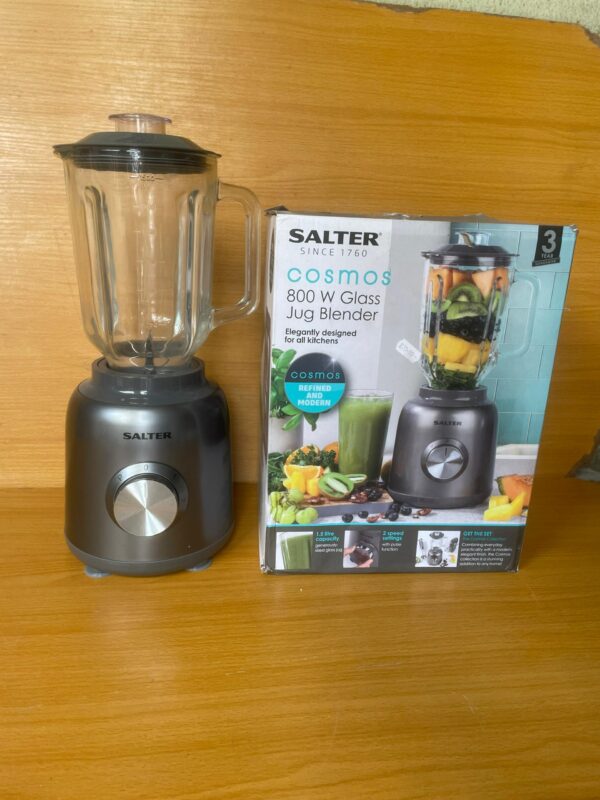 Salter EK4383GUNMETAL Cosmos Glass Jug Blender, 800 W, 1.5 L, Two Speed Settings, Pulse Function, Detachable Design, Stainless blade
