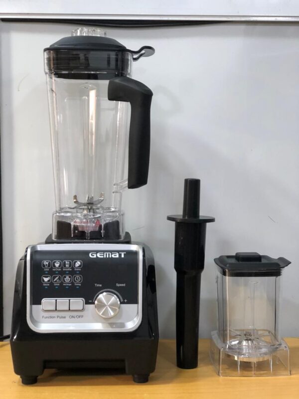 Gemat Commercial Blender-3000w

Gemat Commercial Grinder blender 3000W With Extra Mill JAR is suitable for hard foods and crush even ice block.

 it is specially made for food smoothening and has the ability to crush the seed of tomatoes to fine paste. it can be used for nuts, beans, maize, tomatoes, pepper,