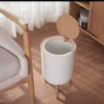 1L Creative Covered Press Living Room Toilet Bathroom Kitchen Tall Imitation Wood Grain Trash Can .