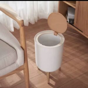 1L Creative Covered Press Living Room Toilet Bathroom Kitchen Tall Imitation Wood Grain Trash Can .