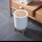 1L Creative Covered Press Living Room Toilet Bathroom Kitchen Tall Imitation Wood Grain Trash Can .