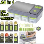 All-In-1 Veggie Stainless Steel Pro Food Chopper with Built-In Cutting Board and Container for Vegetable Salad Cheese Grater