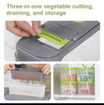 All-In-1 Veggie Stainless Steel Pro Food Chopper with Built-In Cutting Board and Container for Vegetable Salad Cheese Grater