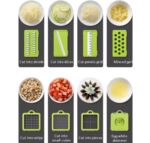All-In-1 Veggie Stainless Steel Pro Food Chopper with Built-In Cutting Board and Container for Vegetable Salad Cheese Grater